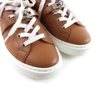 Hermes Day Silver Kelly with Buckle Perforated Lace Up Leather Sneakers Brown — view 8