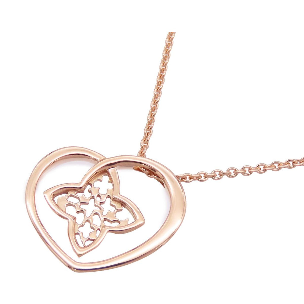 Louis Vuitton Pendentif Cool PM Pink Gold 18K Heart Monogram Flower Necklace