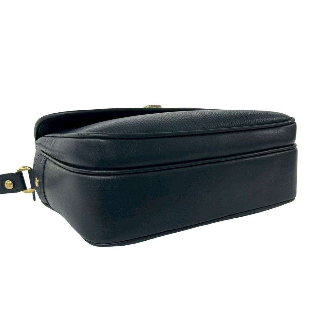 Gucci Vintage GG Logo Gold Leather Shoulder Bag Pochette Navy — view 7