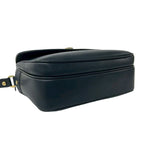 Gucci Vintage GG Logo Gold Leather Shoulder Bag Pochette Navy — view 7