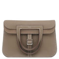 Hermes 2-Way Bag Halzan 25 Taurillon Clemence Etoupe Silver Handbag