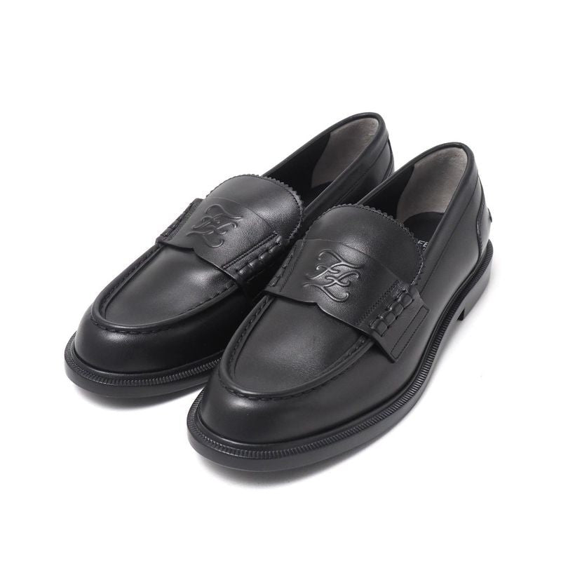 Fendi Loafers Size 40 Double F Zucca Logo Leather Shoes