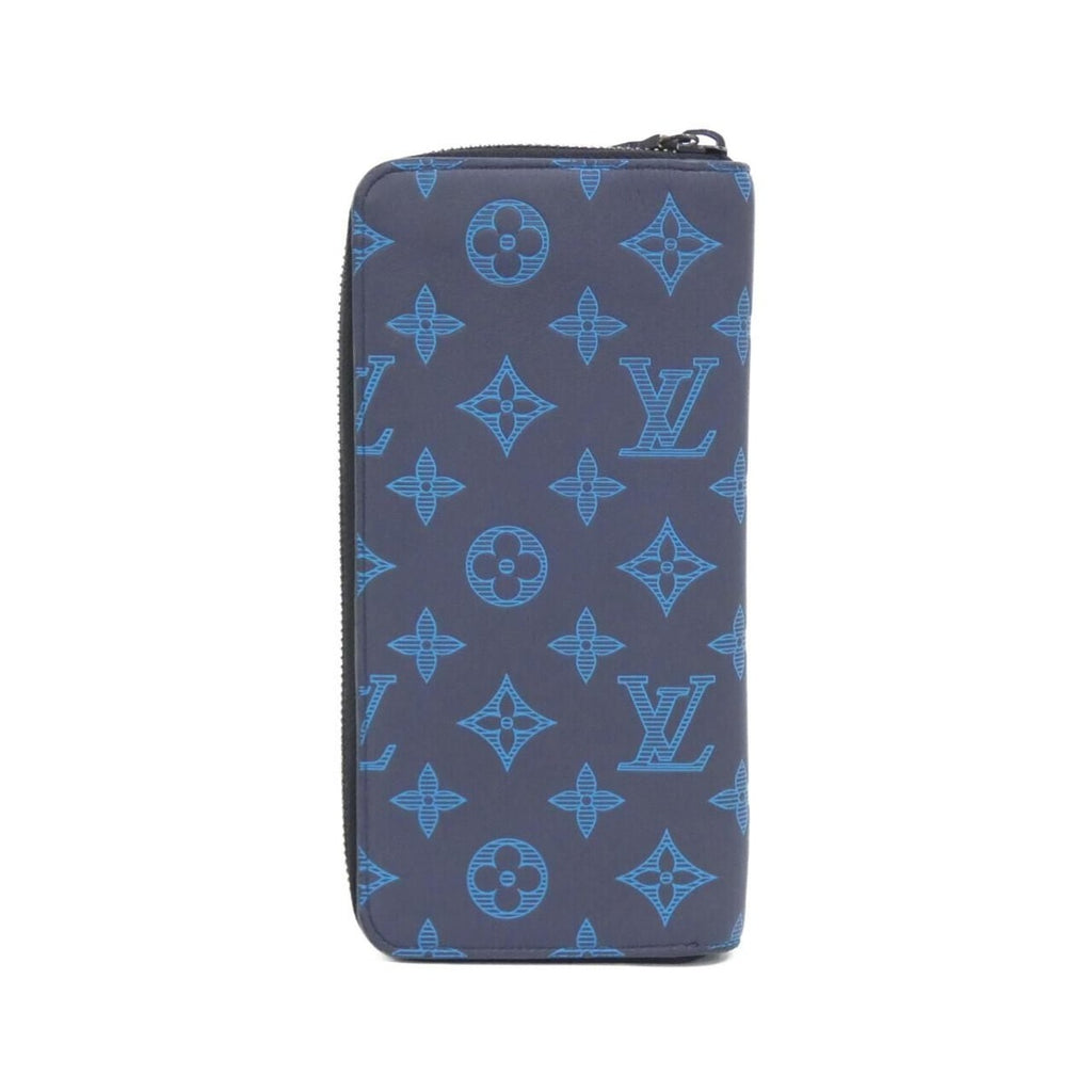 Louis Vuitton Monogram Shadow Zippy Wallet Vertical Navy River Blue Black — view 2