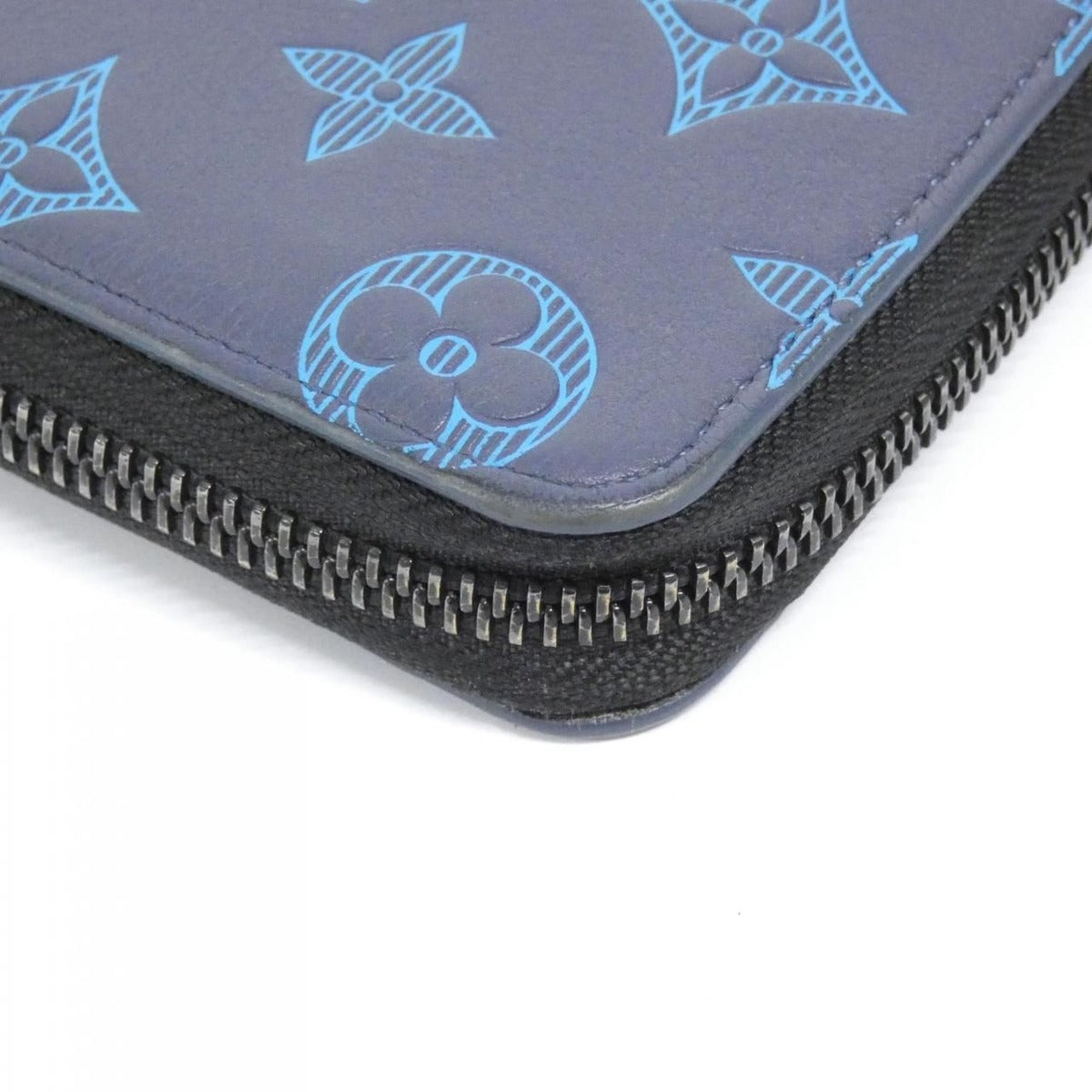 Louis Vuitton Monogram Shadow Zippy Wallet Vertical Navy River Blue Black — view 4