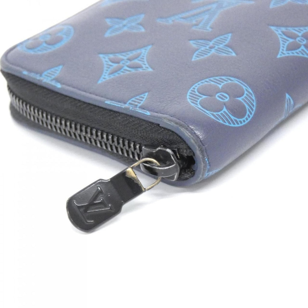 Louis Vuitton Monogram Shadow Zippy Wallet Vertical Navy River Blue Black — view 5