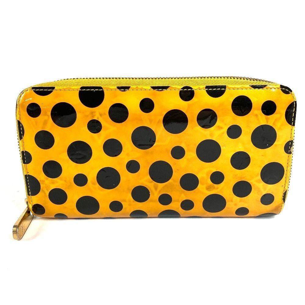 Louis Vuitton Wallet Zippy Patent Leather Yellow Black Yayoi Kusama