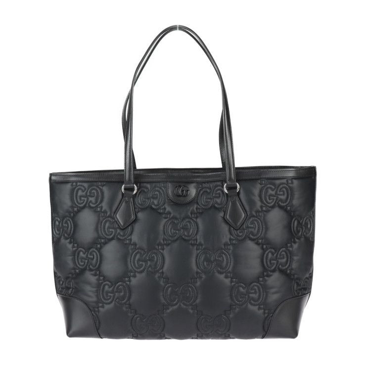 Gucci Medium Tote Bag GG Matelasse Nylon Leather Black Silver