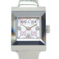 Gucci Watch Frame 128.5 Square GG Pattern Pink Shell Dial SS Quartz Movement