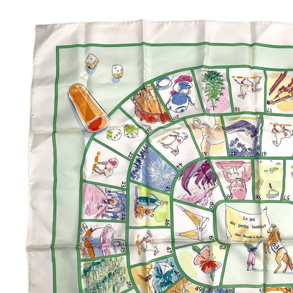 Hermes Carre 90 le Jeu Des Petits Bonheurs Little Game of Happiness Scarf Silk — view 2