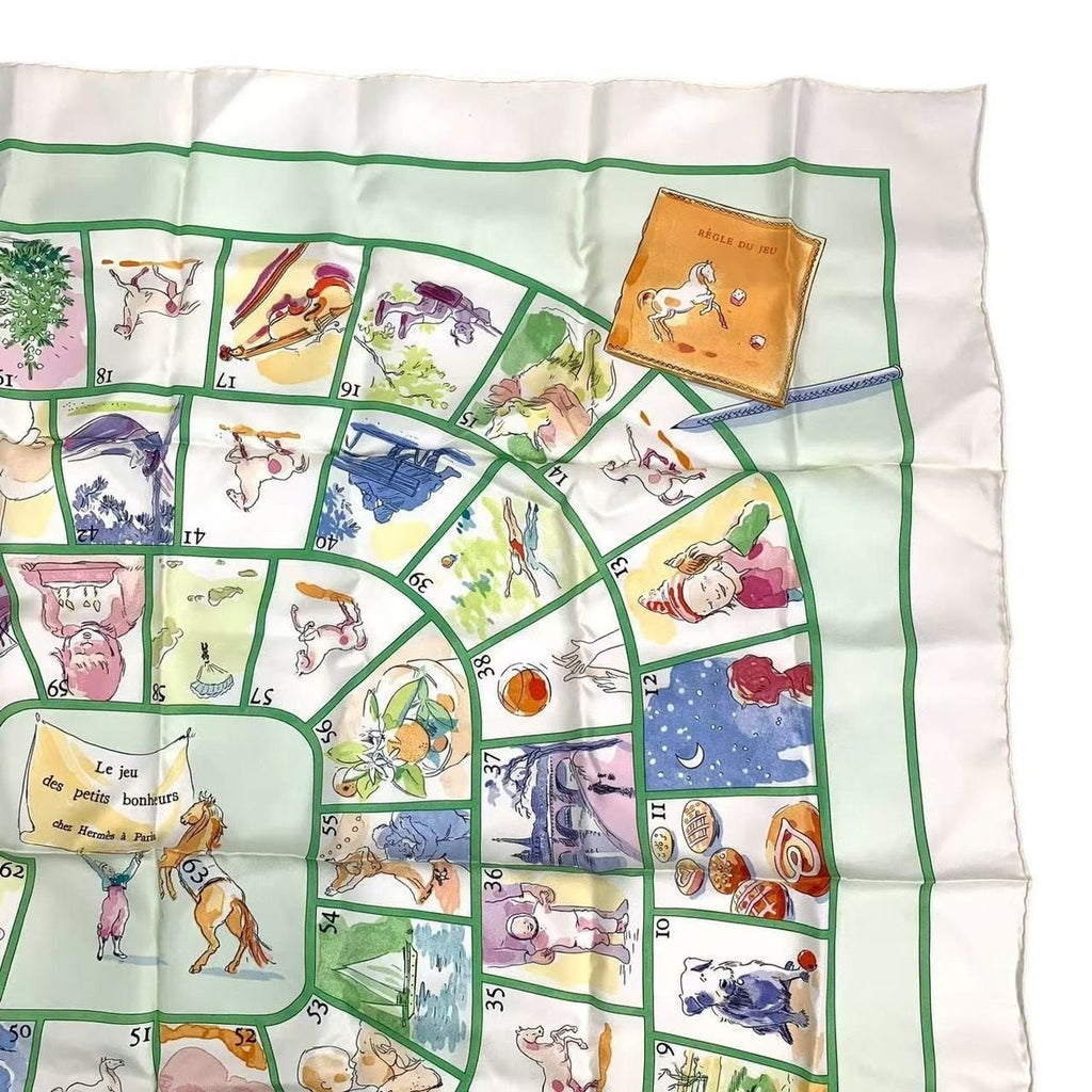 Hermes Carre 90 le Jeu Des Petits Bonheurs Little Game of Happiness Scarf Silk — view 3