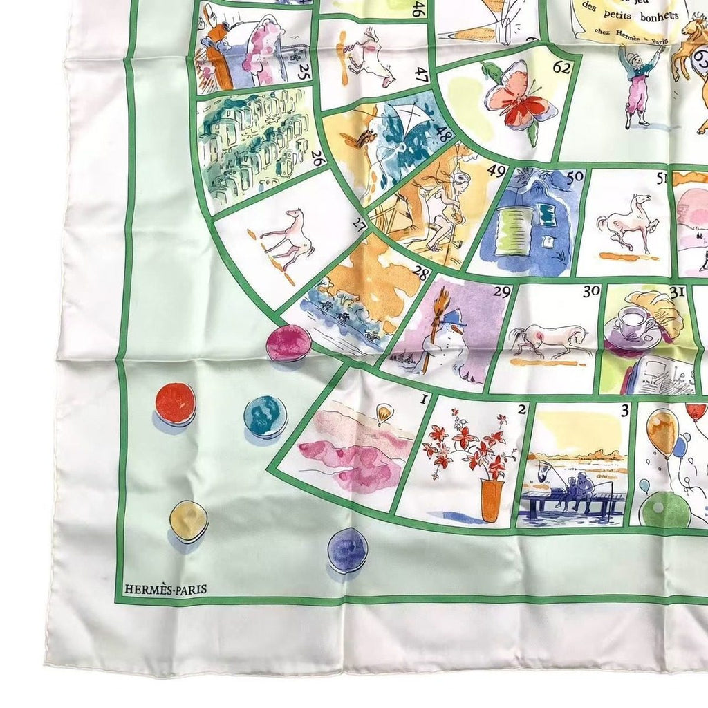 Hermes Carre 90 le Jeu Des Petits Bonheurs Little Game of Happiness Scarf Silk — view 4