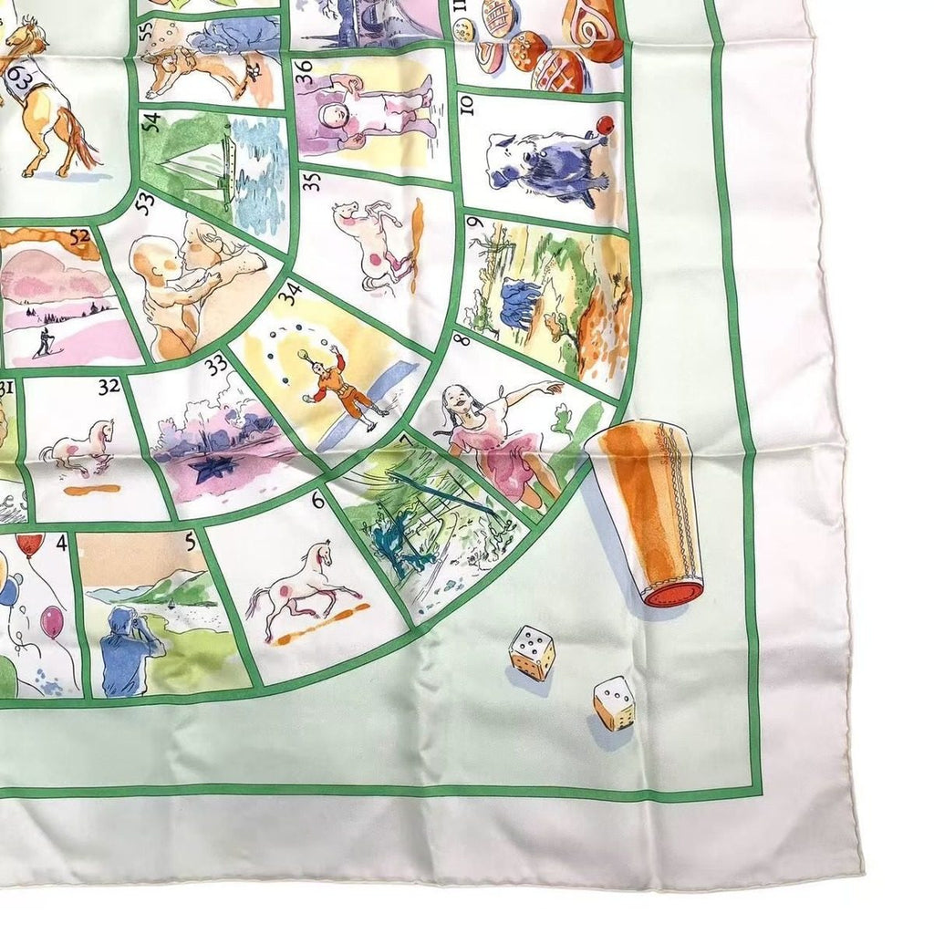 Hermes Carre 90 le Jeu Des Petits Bonheurs Little Game of Happiness Scarf Silk — view 5