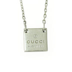 Gucci Silver Logo Square Plate Necklace 6.0 g 925 Engraved
