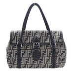 Fendi Bag Tote Handbag Zucca Selleria Mini Linda Canvas Gray