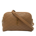 Saint Laurent Cassandra Gabi YSL Logo Quilted Chain Shoulder Bag Pouch Beige