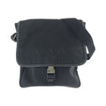 Prada Tessuto Logo Black Silver Nylon Shoulder Bag