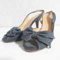 Celine Denim Ribbon Back Strap Sandals 37.5 Indigo