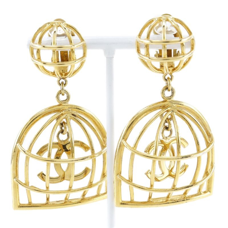 Chanel Birdcage Gold Plated 93 P 31.9 g Earrings