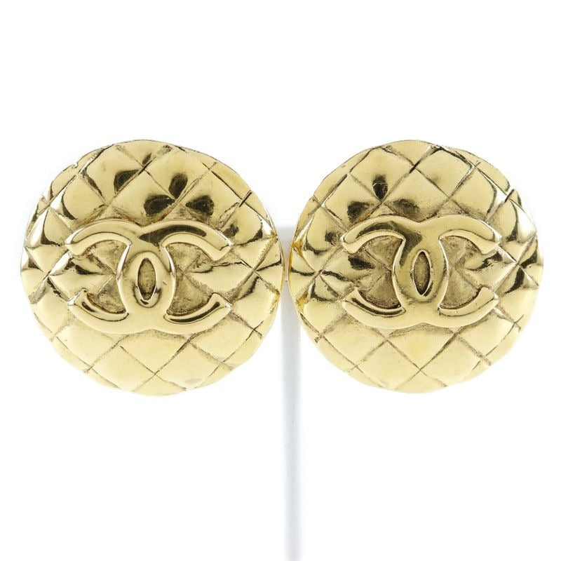 Chanel Coco Mark Quilted Vintage Gold Plated 23 41.9 g Earrings — view 2