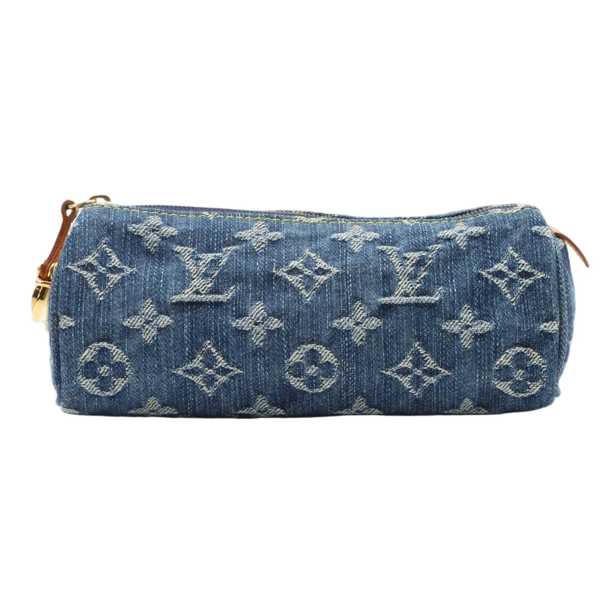 Louis Vuitton Monogram Denim Trousse Speedy GM Pouch Blue Gold