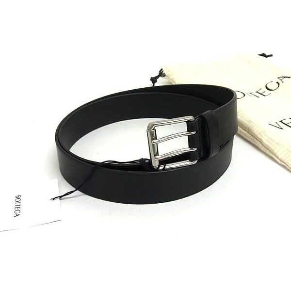 Bottega Veneta Leather Silver Belt 105 cm Black