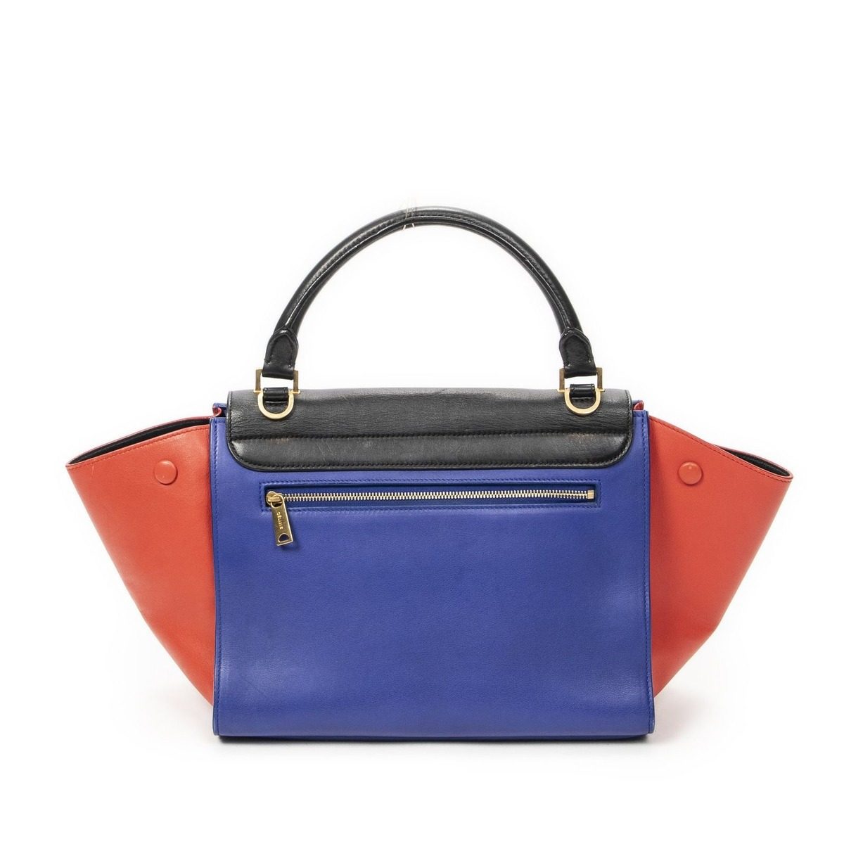 Celine Small Tricolor Trapeze Black Blue Red Calfskin Leather Messenger Bag — view 5