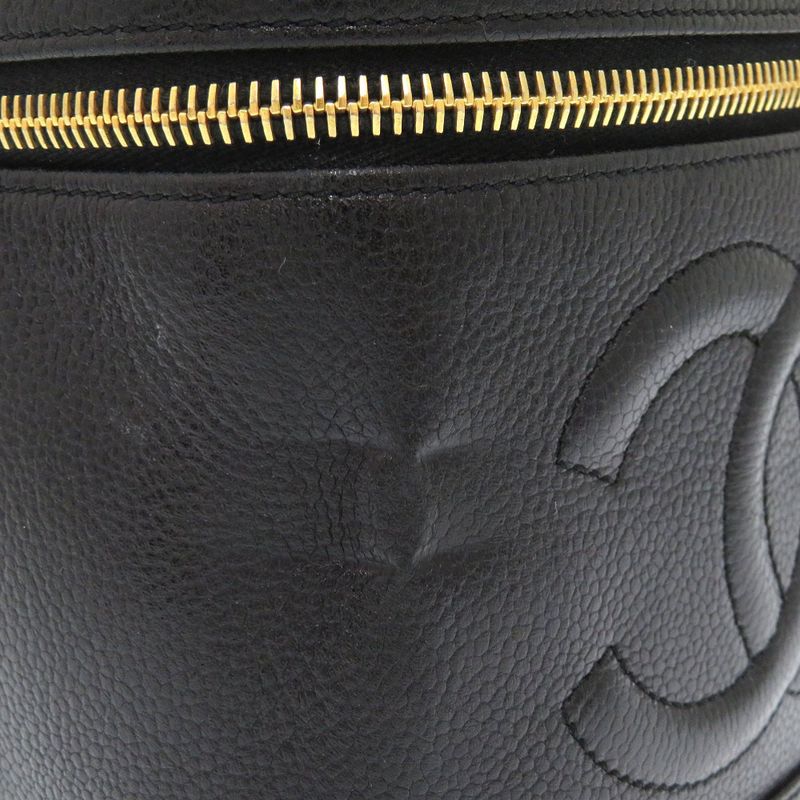 Chanel Caviar Leather Black 4 Vintage Vanity Bag Handbag Vertical Shape — view 6