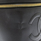 Chanel Caviar Leather Black 4 Vintage Vanity Bag Handbag Vertical Shape — view 6