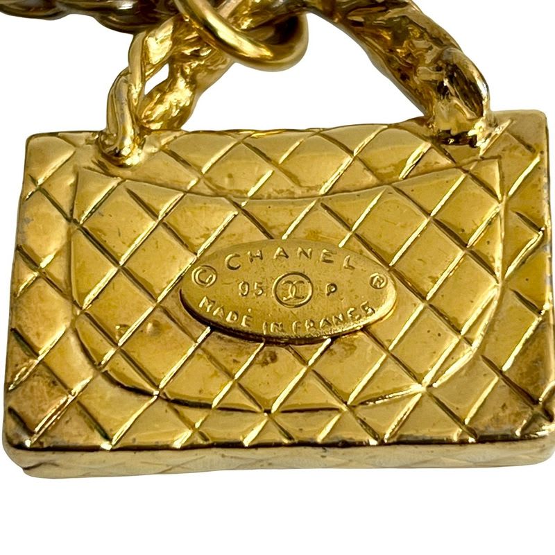 Chanel Quilted Bag Motif GP Chain Necklace Pendant Accessory 95P — view 3