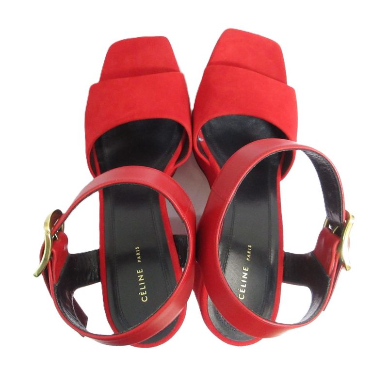 Celine Ankle Strap Suede Chunky Heel Sandals Size 36 — view 4