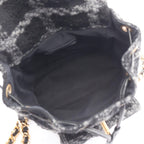 Chanel Backpack CC Logo Black Gray Wool Quilted Chain — view 3