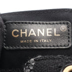 Chanel Backpack CC Logo Black Gray Wool Quilted Chain — view 4