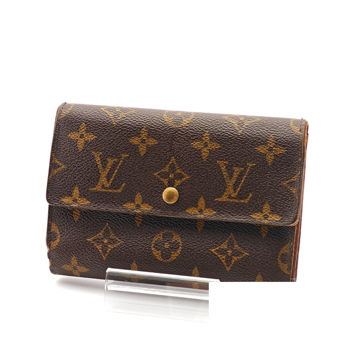 Louis Vuitton Porte Tresor Etui Folding Wallet Trifold Brown