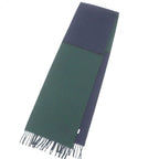 Loewe Wool Cashmere Anagram Logo Embroidery Fringe Scarf Shawl Navy Green — view 3