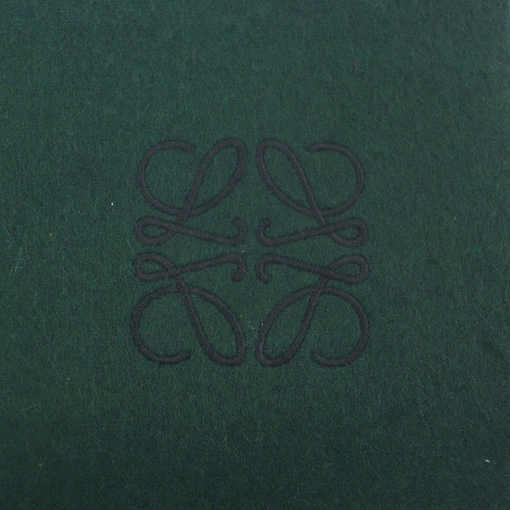 Loewe Wool Cashmere Anagram Logo Embroidery Fringe Scarf Shawl Navy Green — view 6
