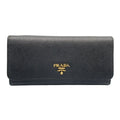 Prada Saffiano Metal Bifold Wallet Leather Black Gold