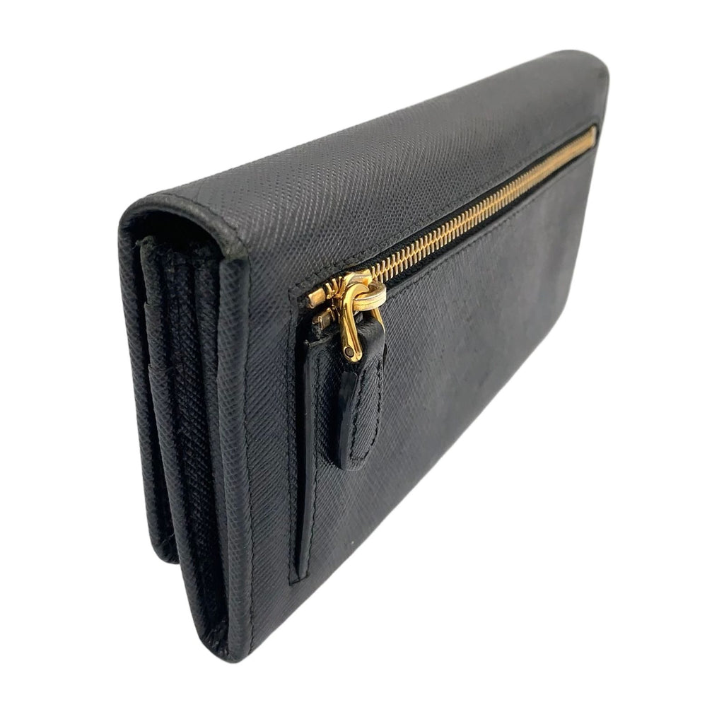 Prada Saffiano Metal Bifold Wallet Leather Black Gold — view 2