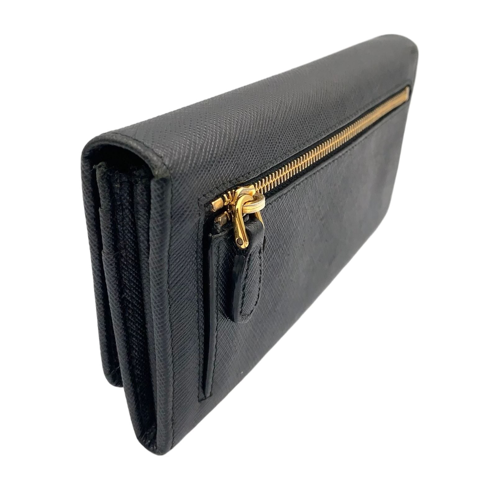 Prada Saffiano Metal Bifold Wallet Leather Black Gold — view 2