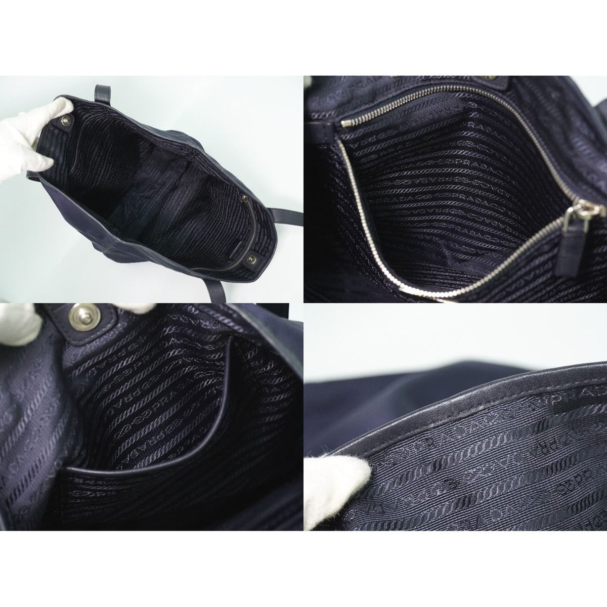 Prada Tessuto Shoulder Bag Tote Nylon Navy — view 8