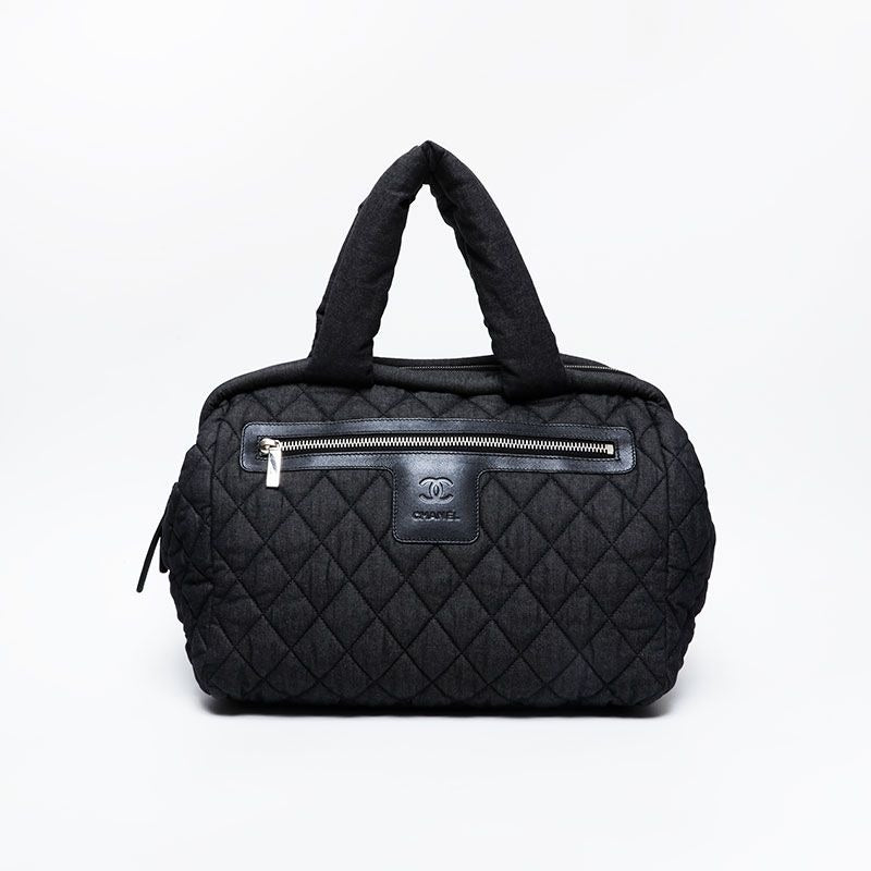Chanel Boston Bag Denim Canvas Coco Cocoon