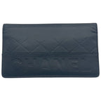 Chanel Logo Shape Pressed Calfskin Long Wallet Black — view 2