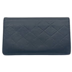 Chanel Logo Shape Pressed Calfskin Long Wallet Black — view 3