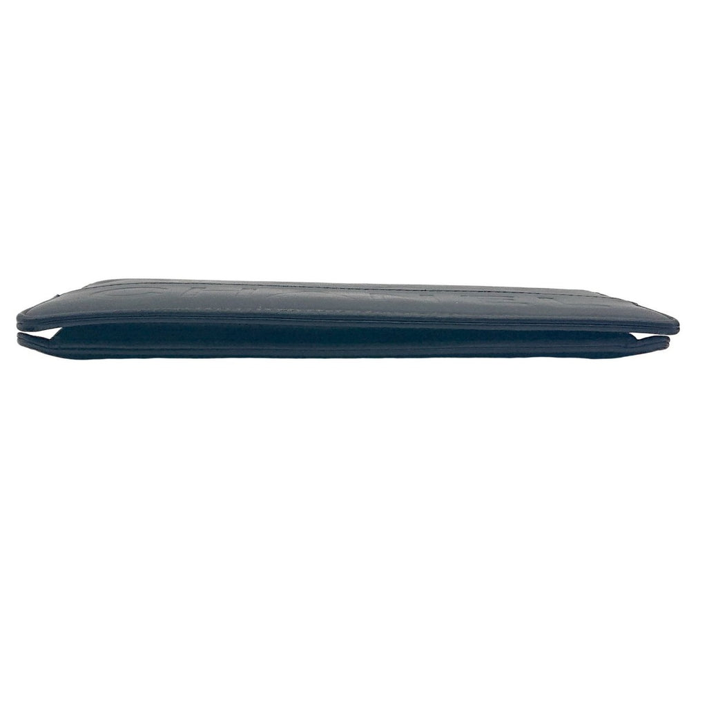 Chanel Logo Shape Pressed Calfskin Long Wallet Black — view 5