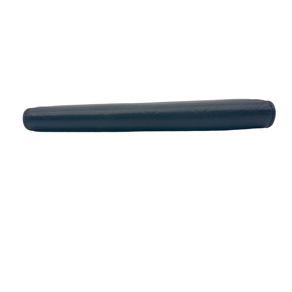 Chanel Logo Shape Pressed Calfskin Long Wallet Black — view 7