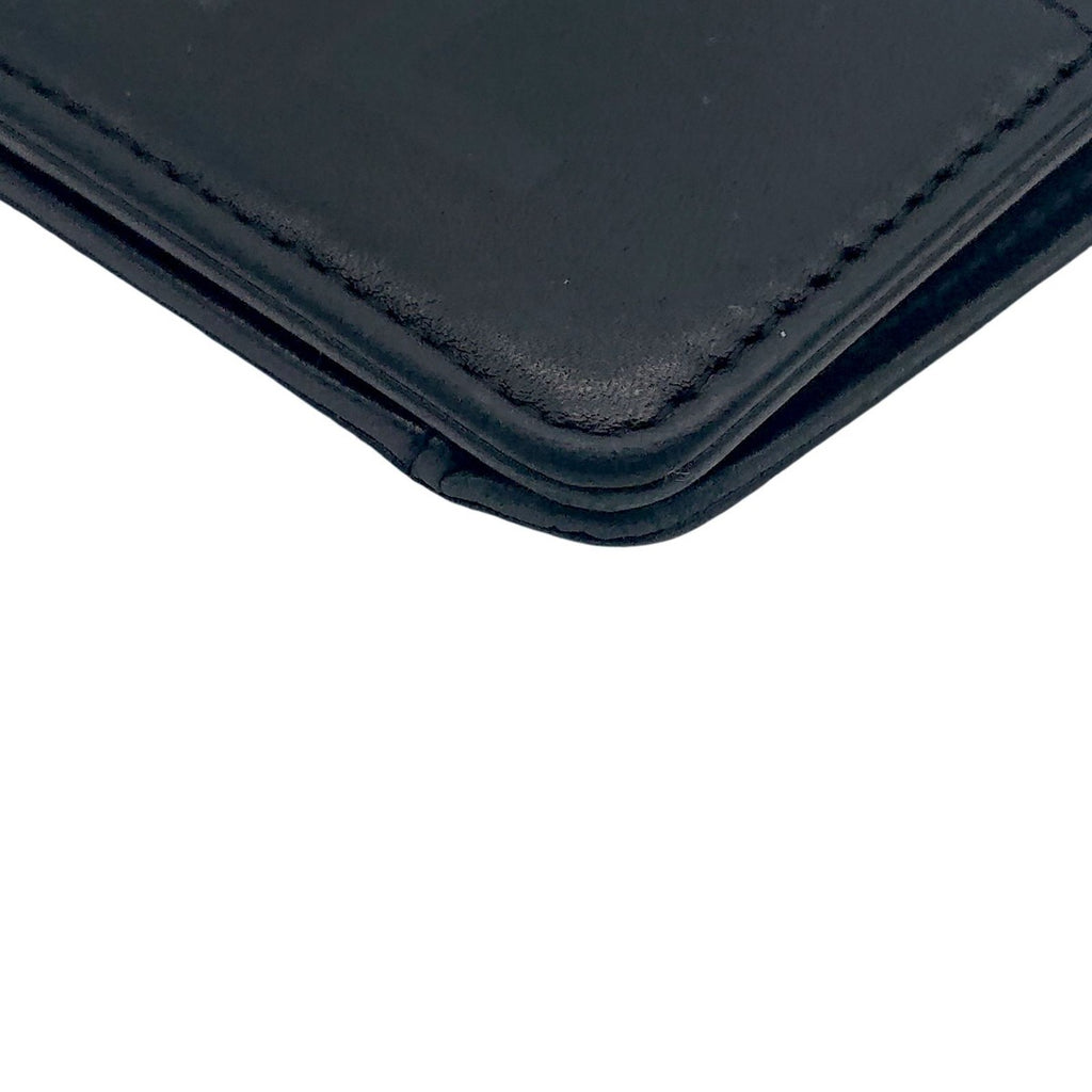 Chanel Logo Shape Pressed Calfskin Long Wallet Black — view 8