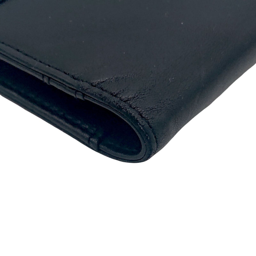 Chanel Logo Shape Pressed Calfskin Long Wallet Black — view 9