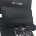 Chanel Logo Shape Pressed Calfskin Long Wallet Black