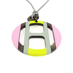 Hermes Necklace H Equipe Buffalo Horn Pink Gray Yellow Pendant — view 6
