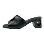 Hermes ELIA Sandals Shoes Leather Black Mule Circle Cut — view 3