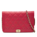 Chanel Quilted CC Logo Chain Shoulder Bag Pink Caviar Leather